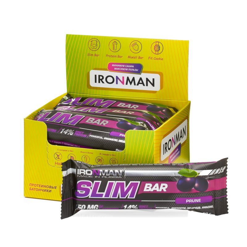 IRONMAN Slim Bar с L-карнитином, шоу-бокс 12x50г, 6 вкусов