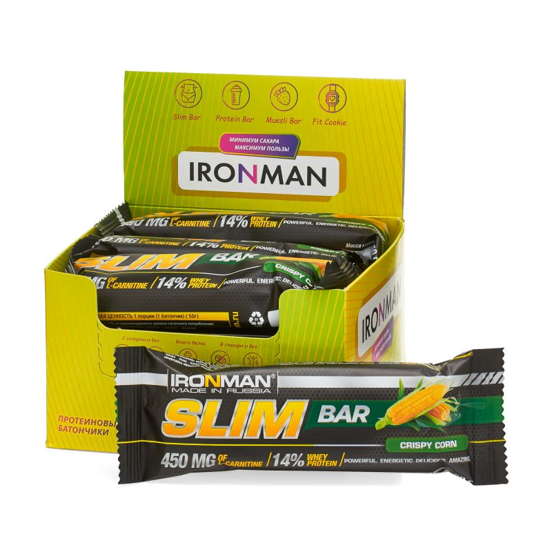 IRONMAN Slim Bar с L-карнитином, шоу-бокс 12x50г, 6 вкусов