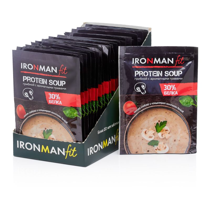 IRONMAN IRONMAN FIT Концентрат пищевой - сухой белковый суп (грибной с ароматными травами) 