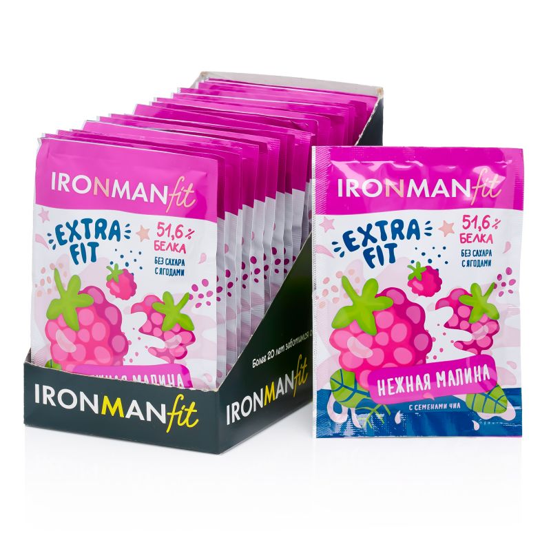IRONMAN IRONMAN FIT Extra-Fit со вкусом: малина, 25 г (Бокс 20 пак.)